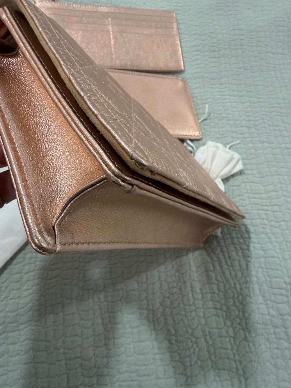 Dior Lady Dior Wallet on Chain - limited edition Metallic Rose Gold - Picture 7 of 13